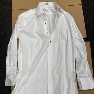 Cardi White Cotton Slim Fit Regular Collar Plain Front Tux Shirt 15.5 x 32/33